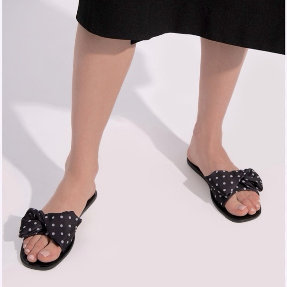 Kate Spade New York Bikini Bow Slide Sandals Polka Dots - Picture 2 of 15